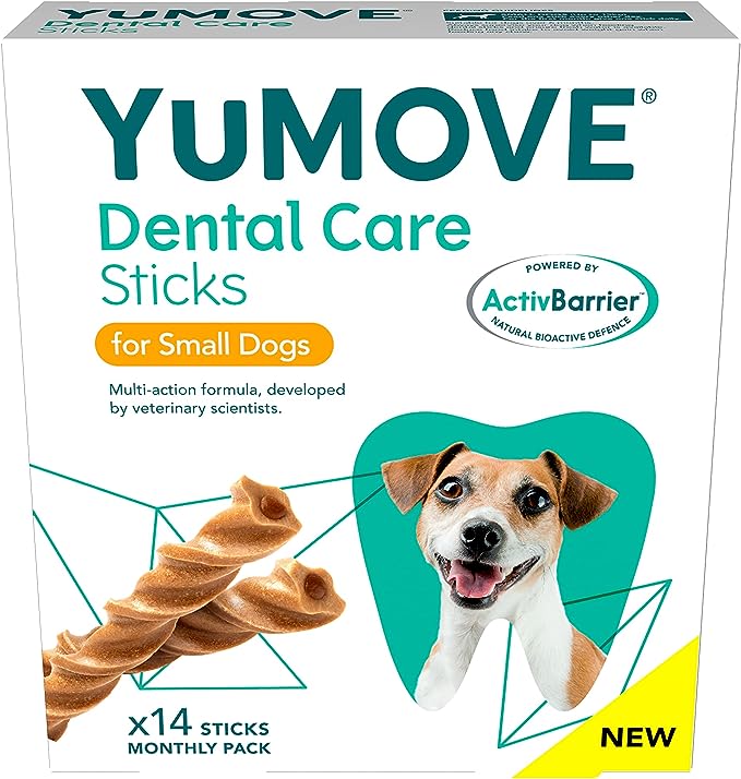 Lintbells YuMOVE Dental Care | Dental Sticks for Small Dogs | 14 Pack | Tasty Chews with Natural Ingredients which Target Plaque & Freshen Breath,White