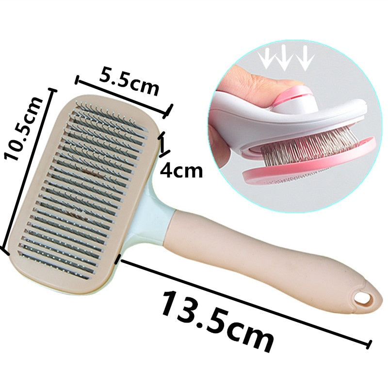 Cat Comb One-click Cat Brush Automatic Pet Hair Remover Pet Grooming Open Knot Comb for Cats Grooming Handle Brush Pet Supplies