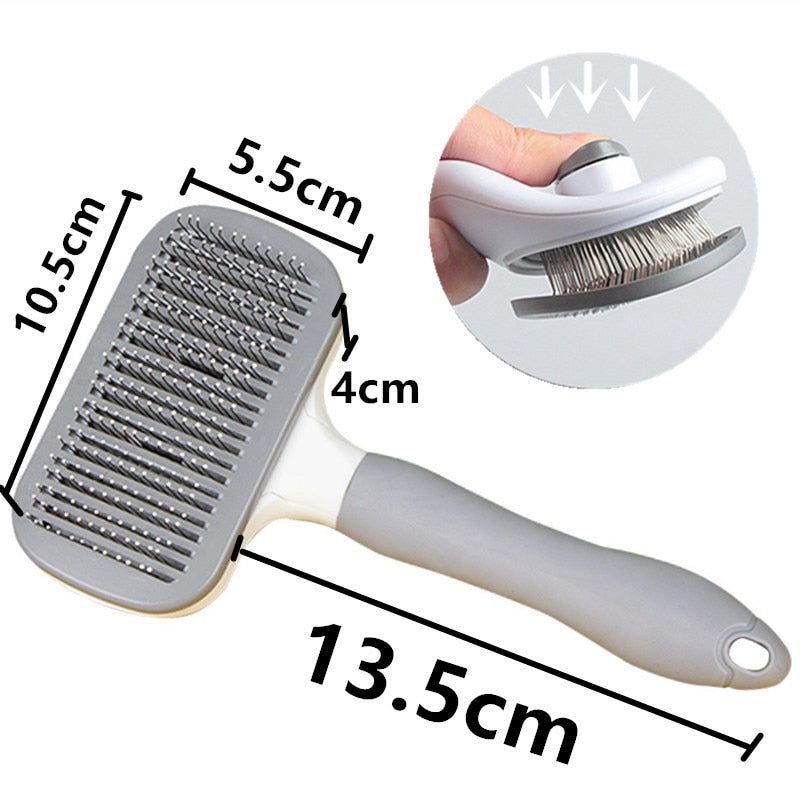 Cat Comb One-click Cat Brush Automatic Pet Hair Remover Pet Grooming Open Knot Comb for Cats Grooming Handle Brush Pet Supplies