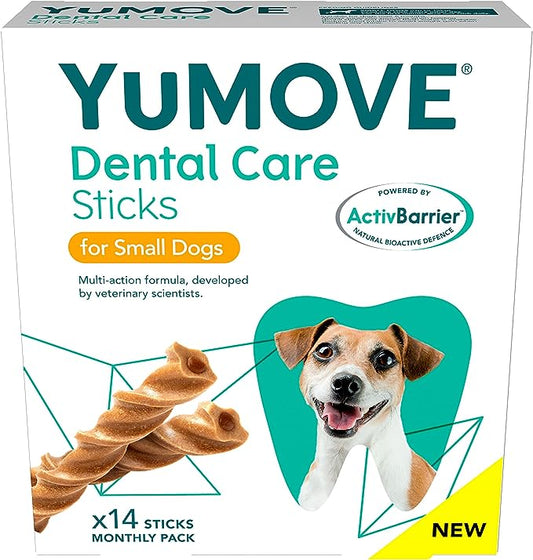 Lintbells YuMOVE Dental Care | Dental Sticks for Small Dogs | 14 Pack | Tasty Chews with Natural Ingredients which Target Plaque & Freshen Breath,White