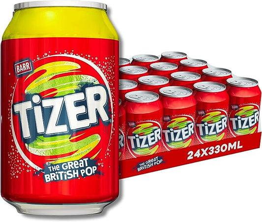 BARR Tizer, Citrus-Flavoured 24 pack Fizzy Drink Cans, Low Sugar, 24 x 330 ml