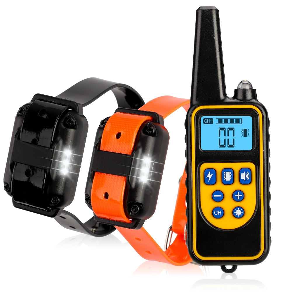 800m Electric Dog Training Collar Pet Remote Control Waterproof Rechargeable with LCD Display for All Size Vibration Sound