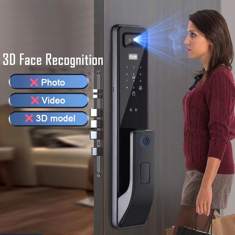 Face Recognition Door Lock Wifi Tuya APP Remote Control Voice Intercom Digital Electronic Smart Door Lock With Camera