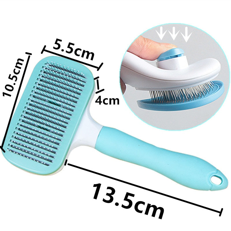 Cat Comb One-click Cat Brush Automatic Pet Hair Remover Pet Grooming Open Knot Comb for Cats Grooming Handle Brush Pet Supplies
